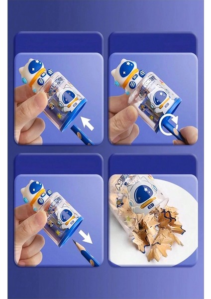 Uzay Astronot ve Uzay Mekiği Roket 2 Li Kalem Traş 2 Adet Hazneli Kalemtraş Kalem Açaçağı Fiğürlü Jumbo ve Standart Uç indirimleri