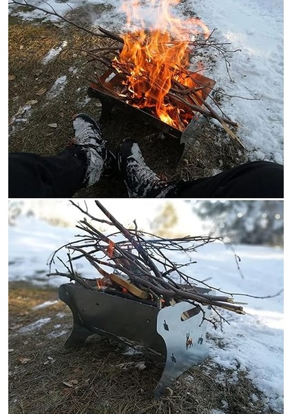 Katlanır Paslanmaz Mangal ve Ateş Çukuru 30 cm x 25 cm Çantalı fiyatları