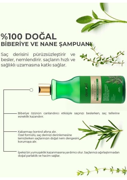 Dermokil Yüzde Yüz Doğal Saç Güçlendirici Biberiye Şampuan 400 ml fiyatları