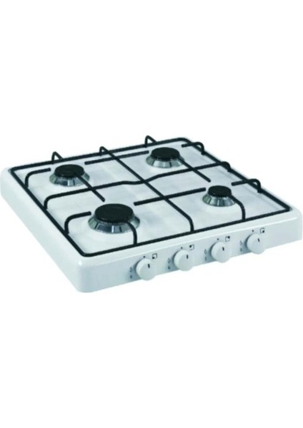 4 Gözlü Tüplü Lpg Uyumlu Set Üstü Ocak Beyaz Renk Önden Düğmeli