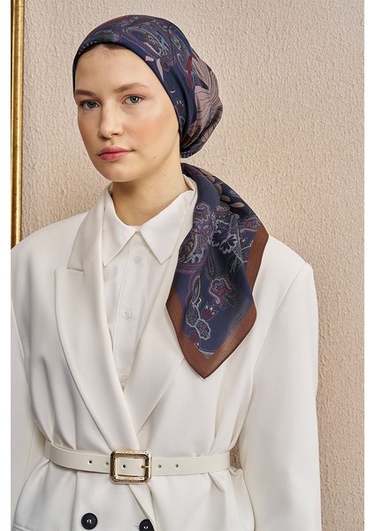 Lacivert-Kahve Ed Scarf Vision Art Collection Flare Eşarp fiyatları