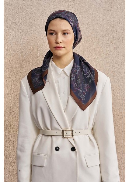 Lacivert-Kahve Ed Scarf Vision Art Collection Flare Eşarp modelleri