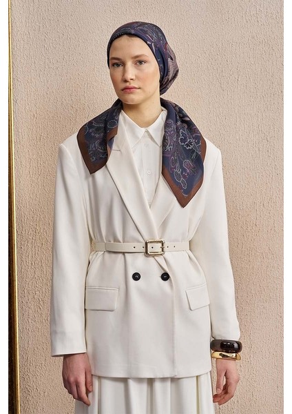 Lacivert-Kahve Ed Scarf Vision Art Collection Flare Eşarp fırsatları