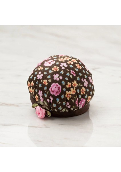 Leyloş Kola Takılabilir Kahverengi Çiçekli Iğnedanl