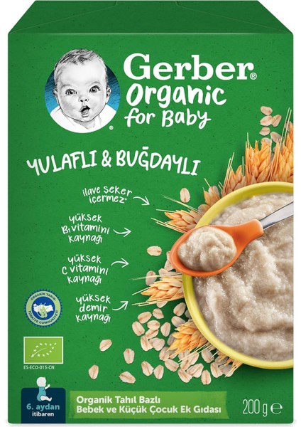 Gerber Organik Yulaflı, Buğdaylı Kaşık Maması 200G