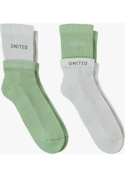 Unıted4 Erkek Yeşil/gri 2'li Çorap