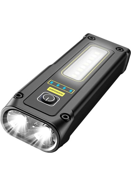 Çok Fonksiyonlu USB Şarjlı LED El | 500 Lümen, 2 Tuşlu 8 Mod, Kırmızı-Mavi Flaşör, Cob Yan Işık, Type-C Girişli, Taşınabilir Aydınlatma