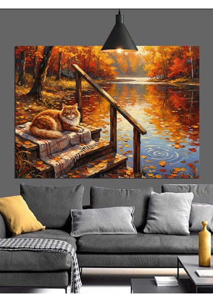 Sonbahar Merdivenleri Manzara Dekoratif Kanvas - Mdf Ahşap Tablo