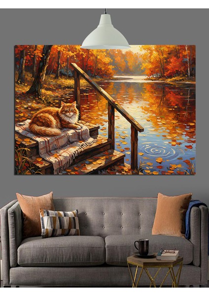 Sonbahar Merdivenleri Manzara Dekoratif Kanvas - Mdf Ahşap Tablo fiyatları