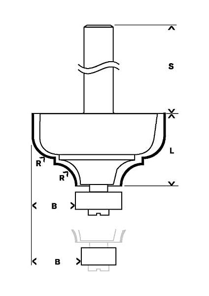 2 608 Aksesuarı 628 396 Profil Freze C 8 Mm, R1 4,8 Mm, G 9,5 Mm, L 14,3 Mm, G: 57 mm indirimleri