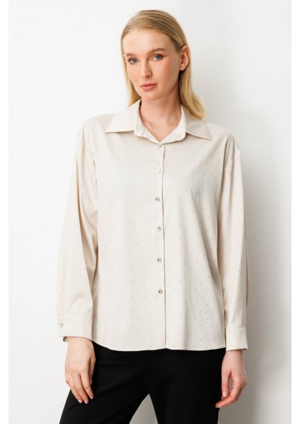Kadın Taşlı Saten Gömlek 3003 Inci
