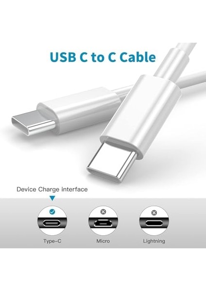 Şarj Kablosu 15/15 / 15 Pro/ 15 Pro Max Uyumlu Type-C To Type-C Şarj Kablosu Ayrıca ve Diğer Modellere Uyumlu modelleri