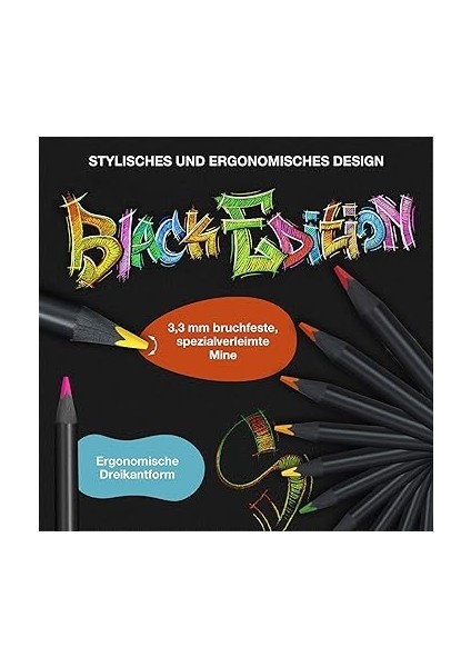 Black Edition Renkli Kalemler - 12 Sayı, Siyah Ahşap ve Süper Yumuşak Çekirdek Kurşun, Yetişkin Boyama, Sanatçılar ve Yeni Başlayanlar Için Profesyonel Kalite Renkli Kalemler indirimleri