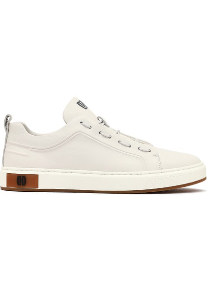 Erkek Beyaz Bağcıklı Deri Sneaker 25WFD693418