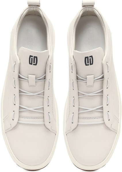Erkek Beyaz Bağcıklı Deri Sneaker 25WFD693418