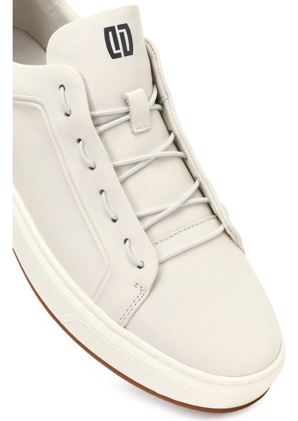 Erkek Beyaz Bağcıklı Deri Sneaker 25WFD693418
