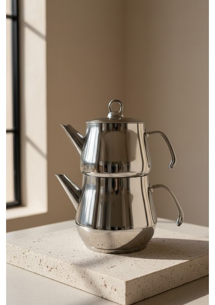 Aletta Büyük Boy Paslanmaz Çelik Çaydanlık Metal Kulp Aile Boy Kullanım 1.6l+2.5l fiyatları
