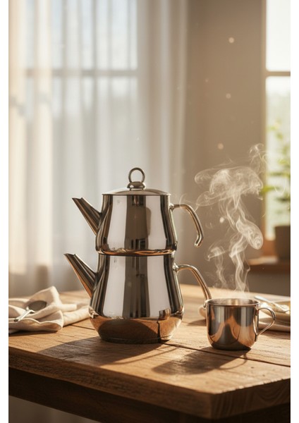 Aletta Büyük Boy Paslanmaz Çelik Çaydanlık Metal Kulp Aile Boy Kullanım 1.6l+2.5l modelleri