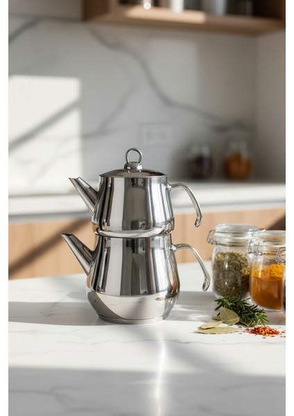 Aletta Büyük Boy Paslanmaz Çelik Çaydanlık Metal Kulp Aile Boy Kullanım 1.6l+2.5l fırsatları