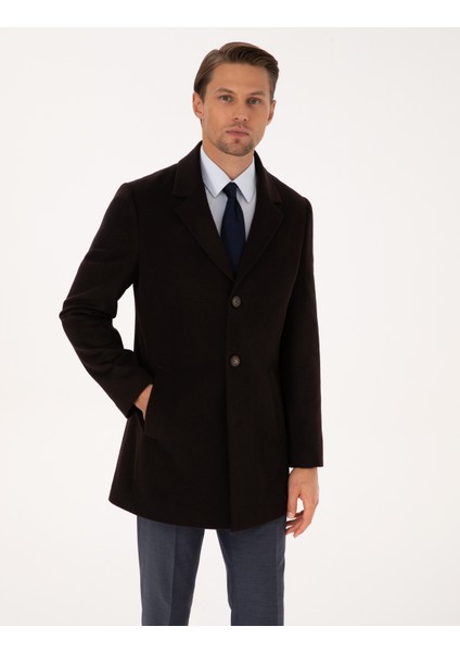 Erkek Kahverengi Ex. Slim Fit Kaşe Kaban 50314200-VR029