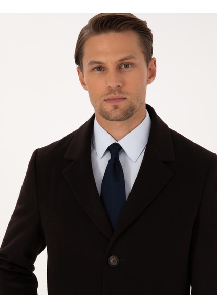 Erkek Kahverengi Ex. Slim Fit Kaşe Kaban 50314200-VR029 fiyatları