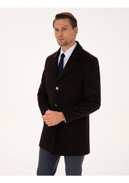 Erkek Kahverengi Ex. Slim Fit Kaşe Kaban 50314200-VR029 modelleri