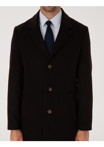 Erkek Kahverengi Ex. Slim Fit Kaşe Kaban 50314200-VR029