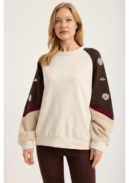 Renkli Çizgi Biyeli Sweat