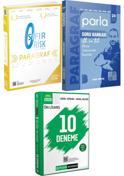 2026 Parla Paragraf Soru Bankası 345 - Paragraf Sıfır Risk - 2026 Kpss Ön Lisans Çözümlü 10 Deneme