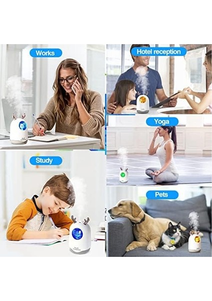 Taşınabilir Mini Nemlendirici, Soğuk Sis, Beyaz, Pille Çalışan, USB ile Çalışan, Sessiz Çalışma, Gece Lambası, 300ML, 8 Saat, Bebek Odası, Küçük Yatak Odası modelleri