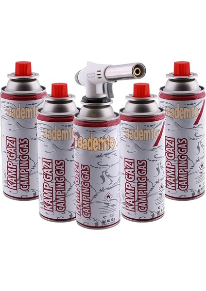 Set Çakmaklı Pürmüz Yedek Kartuşu Kamp Gazı 227 Gram Piknik Kamp Mangal Mutfak Ateş Tutuşturucu