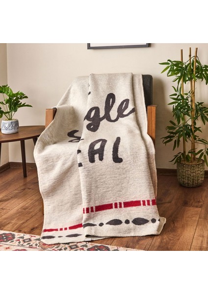 Soft Cozy Pamuklu Tv Battaniyesi - Ekru / Antrasit - 130X170 cm modelleri