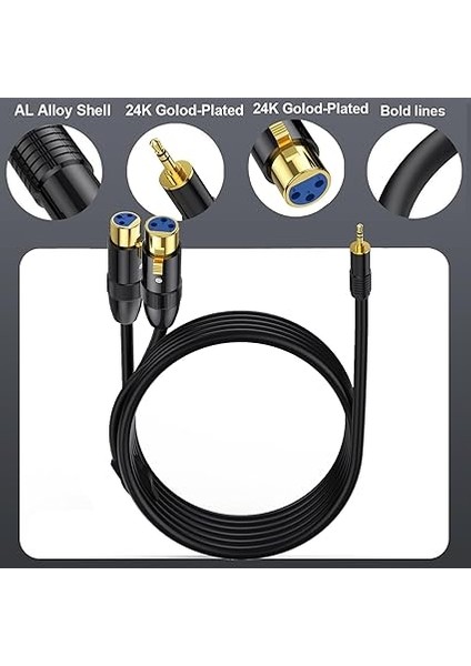 3.5mm Trs Xlr Mikrofon Y Splitte Dengeli Kablo Çift Dişi Xlr - 1/8 Inç (3.5mm) Erkek Sahne Yama Kablosu Dmx Kablosu Radyo Istasyonu, Hoparlör Sistemleri, Sahne Aydınlatma (0.5M/1.65FT) indirimleri