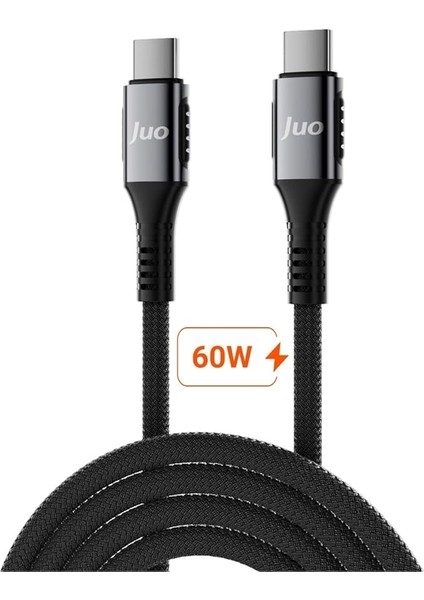 60W USB Type-C To Type-C Örgülü Pd Hızlı Şarj ve Data Kablosu 2 Metre