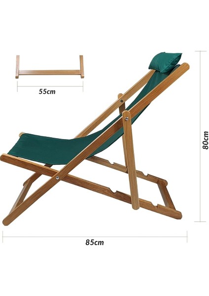 Ahşap Katlanabilir Taşınır Şezlong. Plaj, Bahçe, Teras, Balkon Şezlongu. (Haki) fiyatları