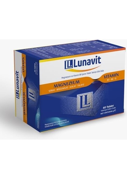 Lunavit Magnezyum ve Vitamin B3,b6,d Içeren 60 Tablet