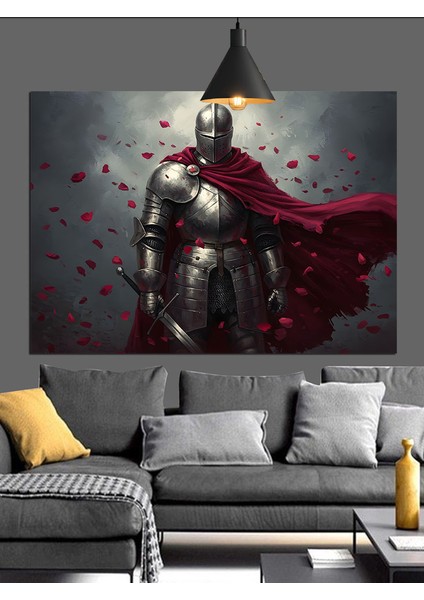 Zırhlı Orta Çağ Şövalyesi Dekoratif Kanvas - Mdf Ahşap Tablo modelleri