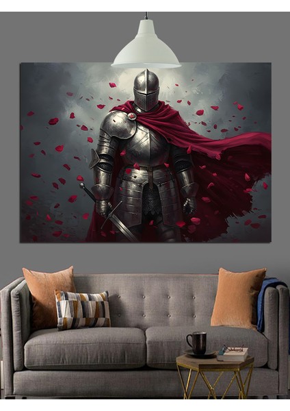 Zırhlı Orta Çağ Şövalyesi Dekoratif Kanvas - Mdf Ahşap Tablo fırsatları