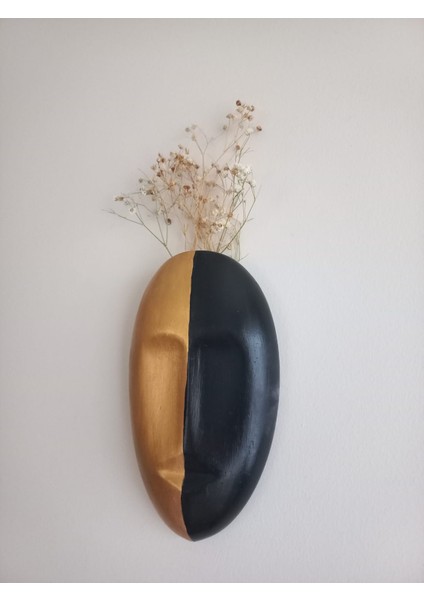 Iki Renkli Soyut Insan Yüzü Duvar Vazosu, Mask Duvar Süsü, Aksesuar Siyah-Gold fiyatları