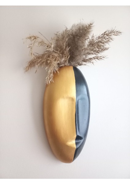 Iki Renkli Soyut Insan Yüzü Duvar Vazosu, Mask Duvar Süsü, Aksesuar Siyah-Gold fırsatları