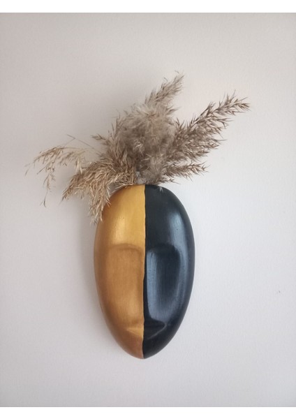 Iki Renkli Soyut Insan Yüzü Duvar Vazosu, Mask Duvar Süsü, Aksesuar Siyah-Gold indirimleri