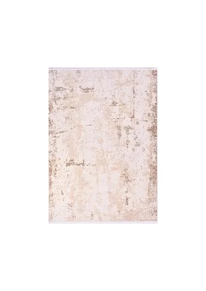 Almansa Modern Bej Viskon ve Akrilik Pamuk Tabanlı Makine Halısı