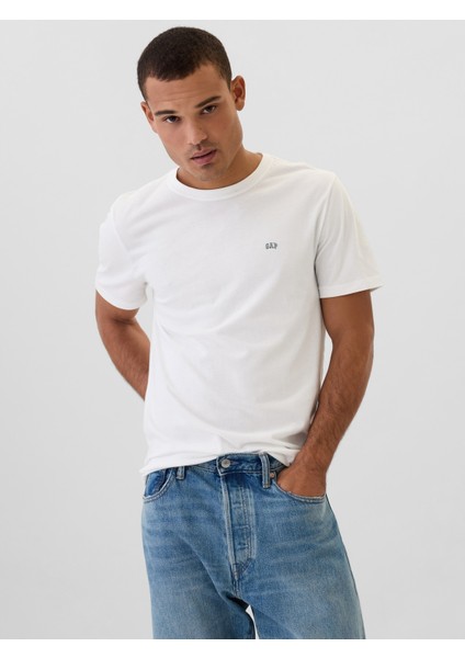 Erkek Beyaz Gap Logo Everyday Soft T-Shirt
