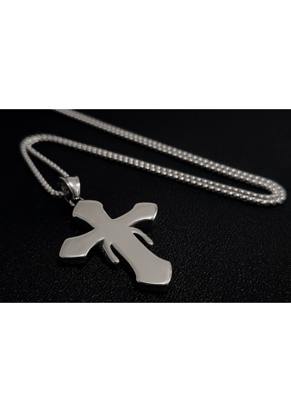 Unisex Mavi Göz Cam Detaylı Çelik Haç Kolye fiyatları