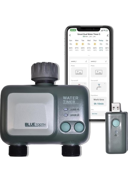 Bahçe Sulama Bilgisayarı, Wifi Hub, 2 Çıkış, Su Geçirmezlik Ipx5, Otomatik Sulama, Bahçe, Çim Için Su Zamanlayıcısı