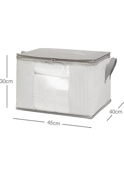 Home Textile Orta Boy Pvc Pencereli Gri Çizgili Stuff & Things Hurç 45 x 40 x 30 cm fiyatları