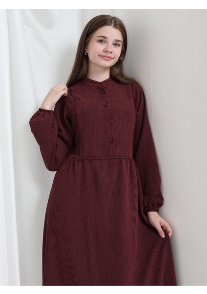 Melora Kız Çocuk Kadife Elbise Bordo
