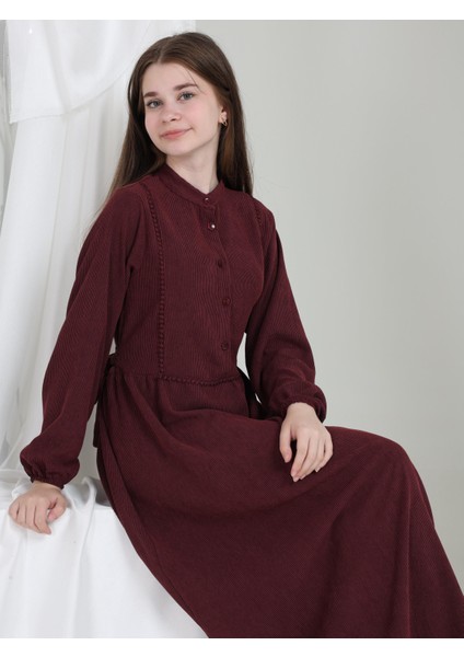 Melora Kız Çocuk Kadife Elbise Bordo