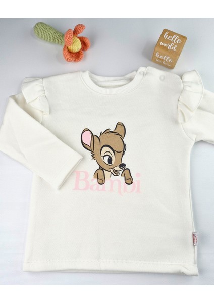 Figürlü 3 Iplik Şardonlu Beyaz Kız Bebek Takımı (6-24 Ay)