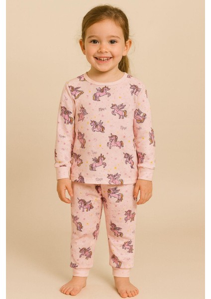 Kız Çocuk Unicorn Desenli Pijama Takımı